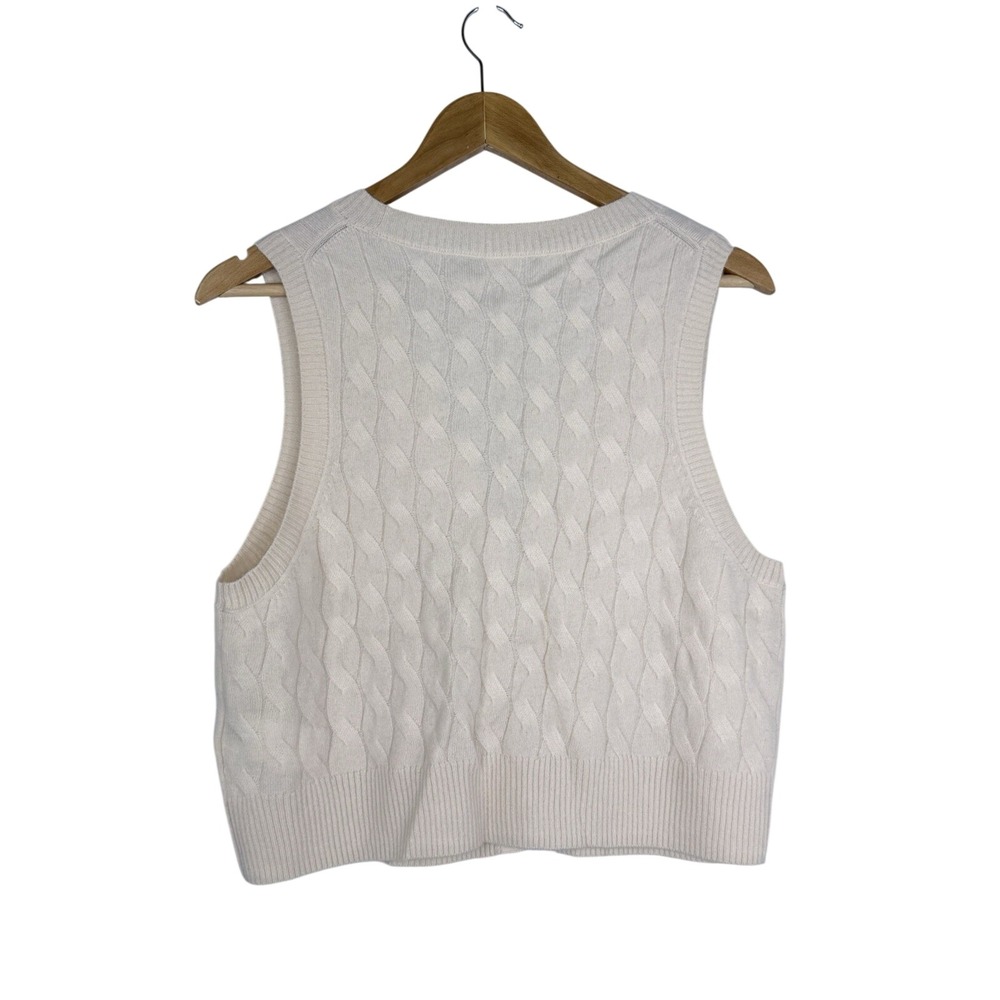 J.Crew Cashmere Cropped Cable-Knit Sweater-Vest in Buttercream Women's Large - Picture 6 of 10